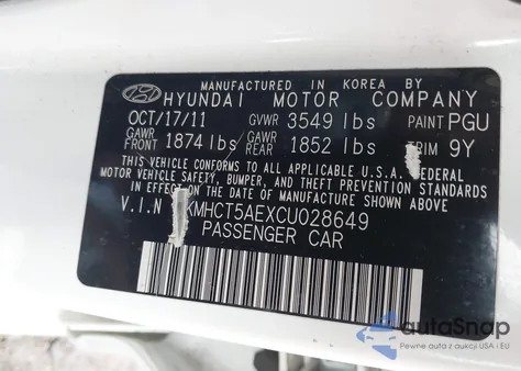 2012 Hyundai Accent Gs из США, поврежденный, VIN KMHCT5AEXCU028649